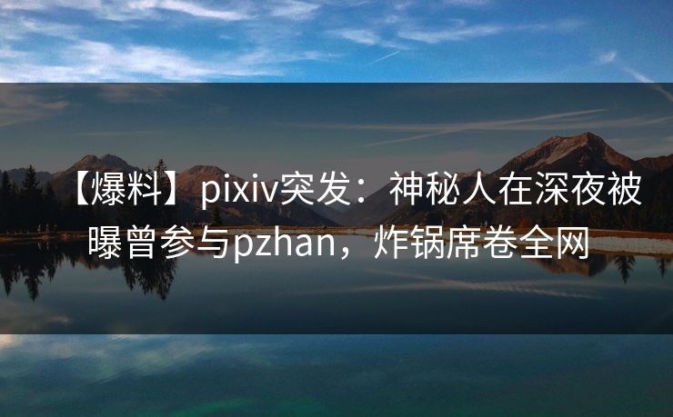 【爆料】pixiv突发：神秘人在深夜被曝曾参与pzhan，炸锅席卷全网  第1张