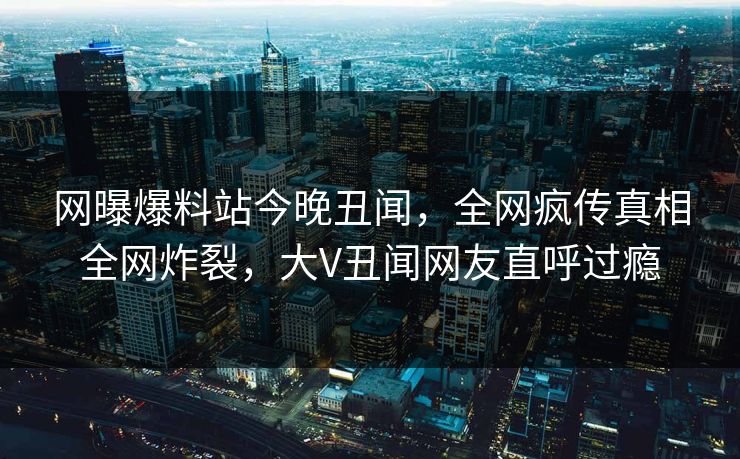 网曝爆料站今晚丑闻，全网疯传真相全网炸裂，大V丑闻网友直呼过瘾