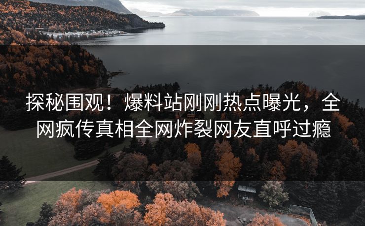 探秘围观！爆料站刚刚热点曝光，全网疯传真相全网炸裂网友直呼过瘾