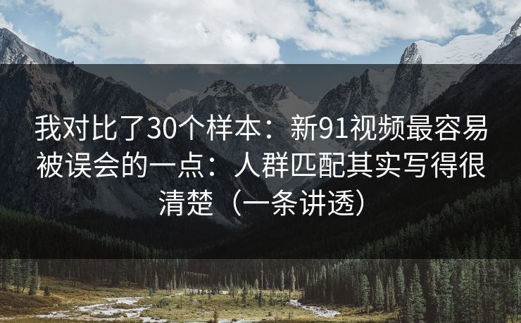 我对比了30个样本：新91视频最容易被误会的一点：人群匹配其实写得很清楚（一条讲透）  第1张