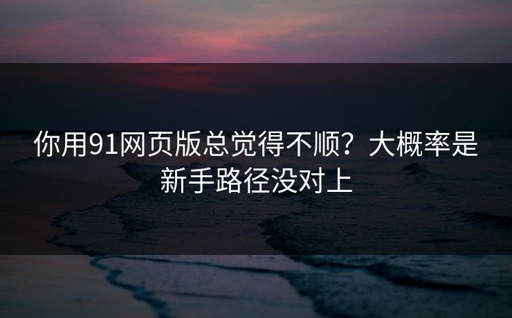 你用91网页版总觉得不顺?大概率是新手路径没对上 第1张 你用91网页版总觉得不顺?大概率是新手路径没对上 第1张